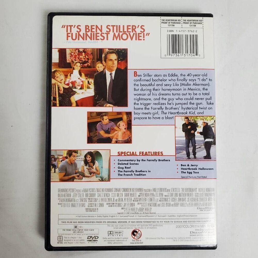 The Heartbreak Kid (DVD, 2007) Ben Stiller, Malin Akerman – Farrelly Bros Comedy - Picture 3 of 3